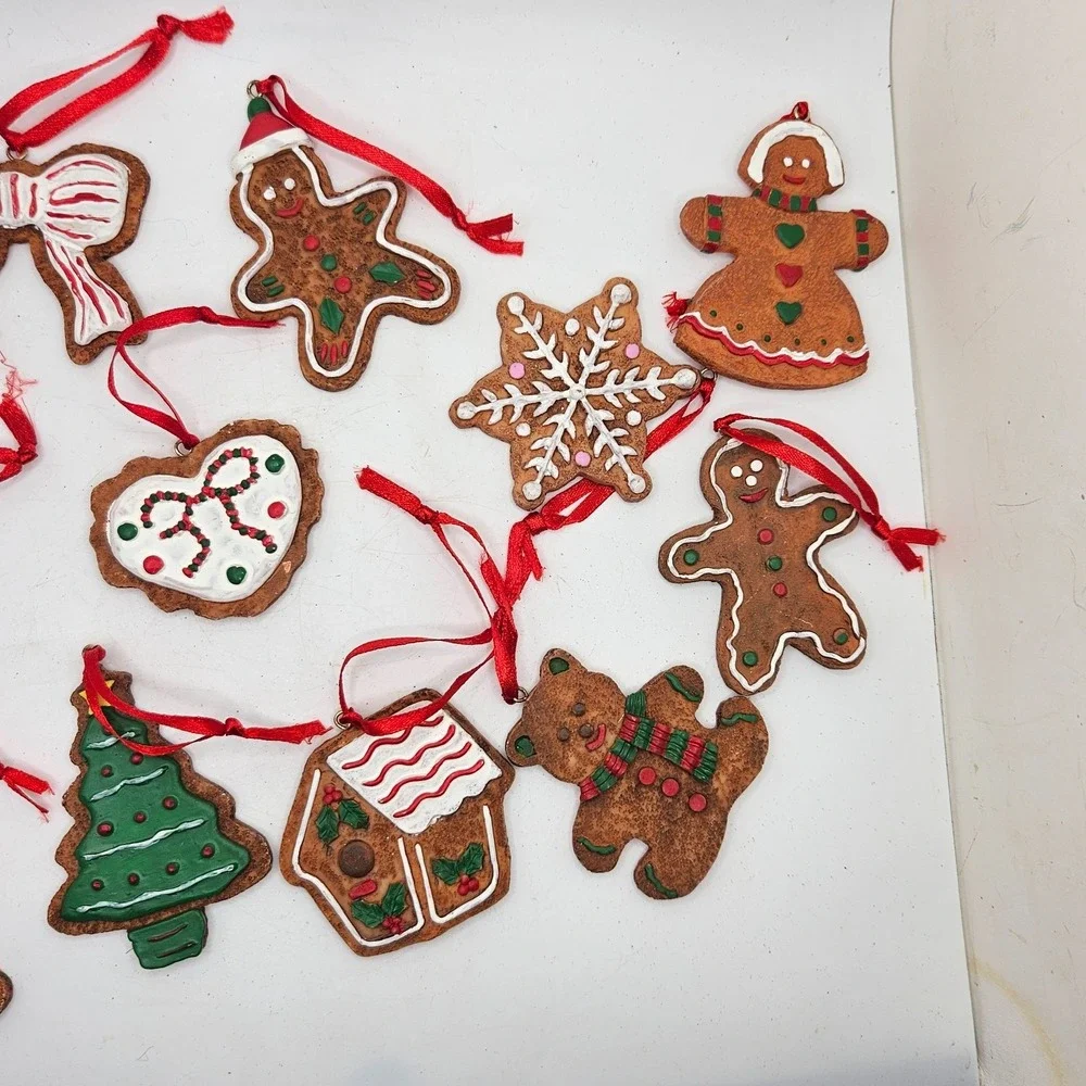 VTG Lot of 11 Gingerbread Christmas Ornaments Resin Cookie Tree Angel Snowman